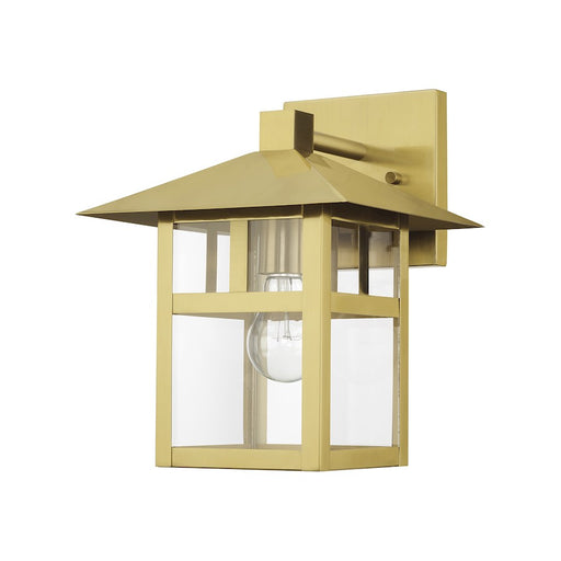 Livex Crestlake 1Lt Large Outdoor Wall Lantern, Gold/Clear Glass