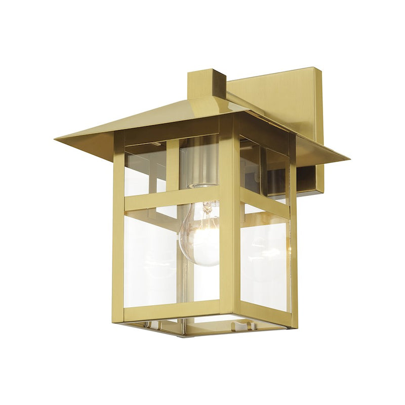 Livex Crestlake 1Lt Large Outdoor Wall Lantern, Gold/Clear Glass