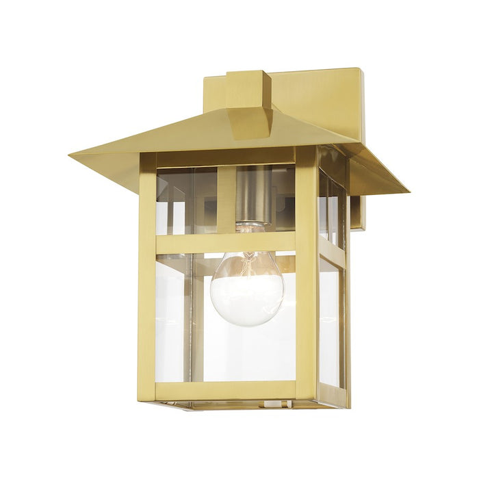 Livex Crestlake 1Lt Large Outdoor Wall Lantern, Gold/Clear Glass