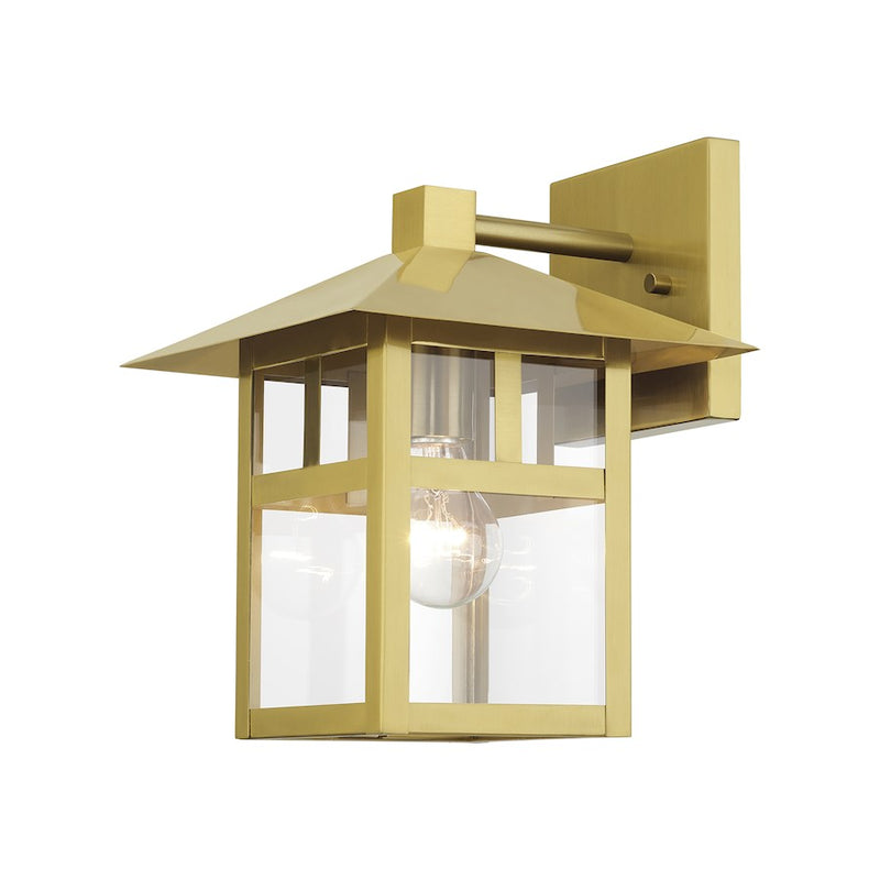 Livex Crestlake 1Lt Large Outdoor Wall Lantern, Gold/Clear Glass