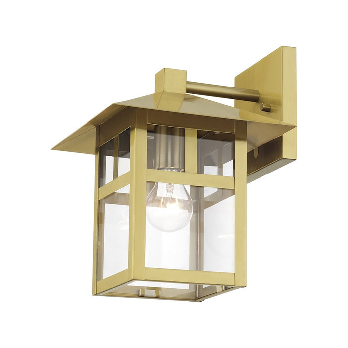 Livex Crestlake 1Lt Large Outdoor Wall Lantern, Gold/Clear Glass