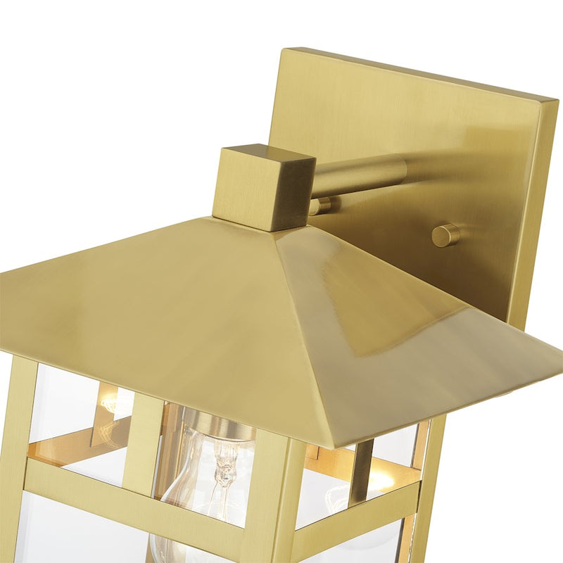 Livex Crestlake 1Lt Large Outdoor Wall Lantern, Gold/Clear Glass