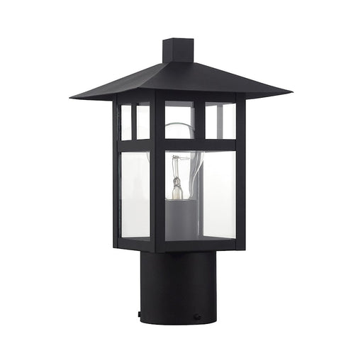 Livex Crestlake 1Lt Med. Outdoor Post Top Lantern, Black/Clear Glass
