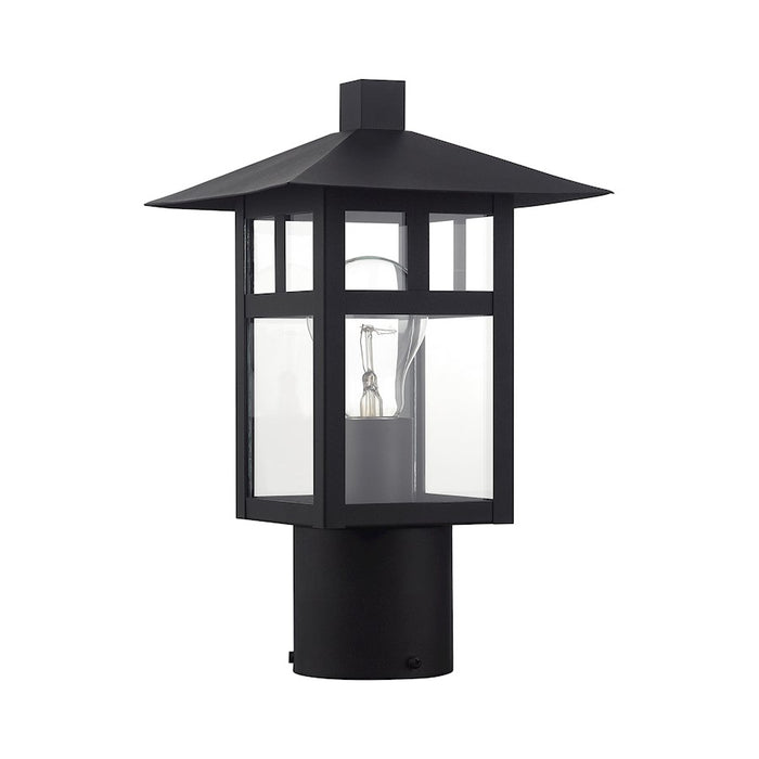 Livex Crestlake 1Lt Med. Outdoor Post Top Lantern, Black/Clear Glass