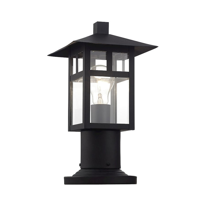 Livex Crestlake 1Lt Med. Outdoor Post Top Lantern, Black/Clear Glass