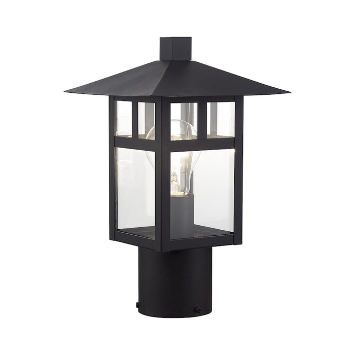 Livex Crestlake 1Lt Med. Outdoor Post Top Lantern, Black/Clear Glass