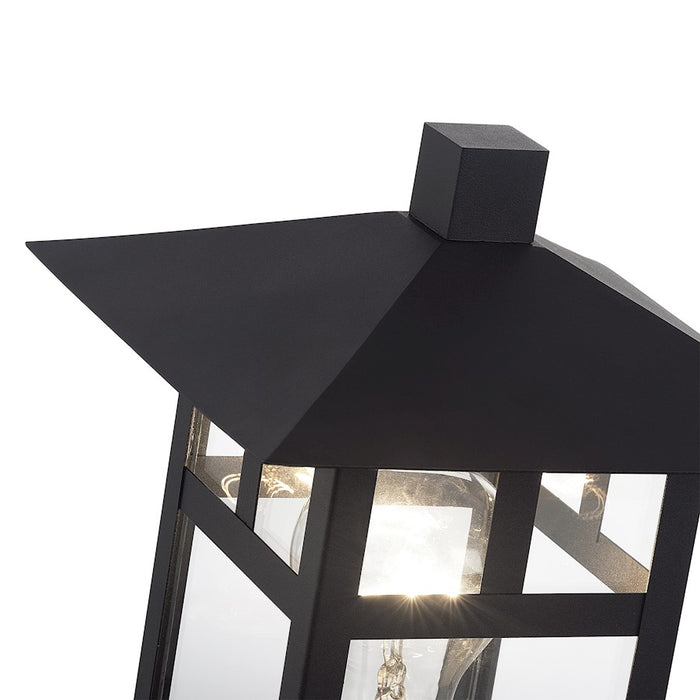 Livex Crestlake 1Lt Med. Outdoor Post Top Lantern, Black/Clear Glass
