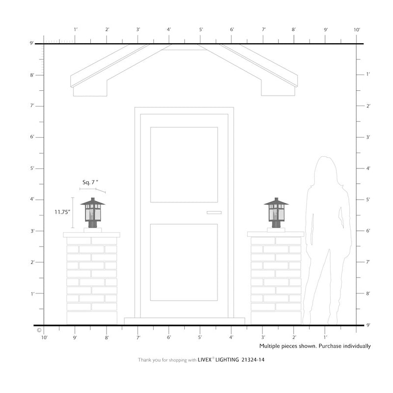 Livex Crestlake 1Lt Med. Outdoor Post Top Lantern, Black/Clear Glass