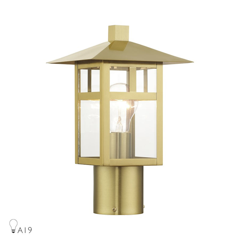 Livex Crestlake 1Lt Medium Outdoor Post Top Lantern, Gold/Clear Glass - 21324-32