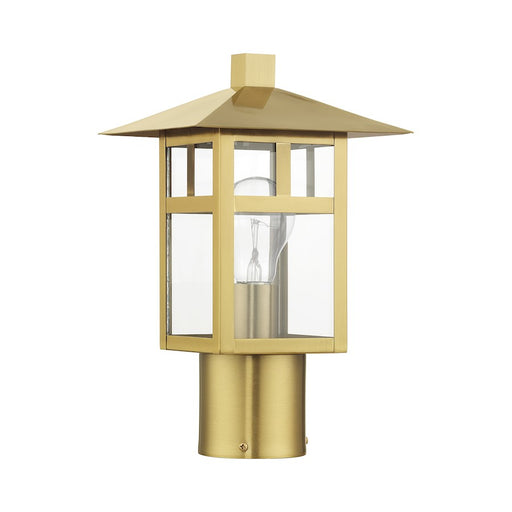 Livex Crestlake 1Lt Medium Outdoor Post Top Lantern, Gold/Clear Glass