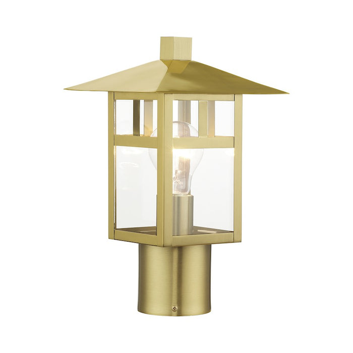 Livex Crestlake 1Lt Medium Outdoor Post Top Lantern, Gold/Clear Glass