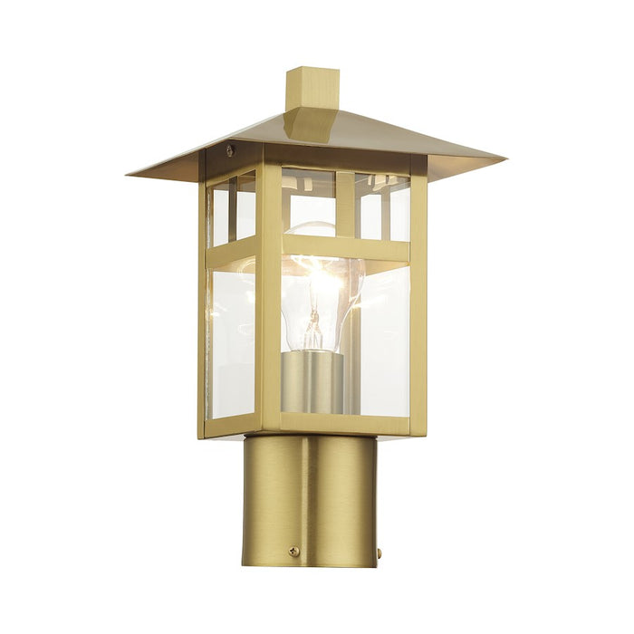 Livex Crestlake 1Lt Medium Outdoor Post Top Lantern, Gold/Clear Glass