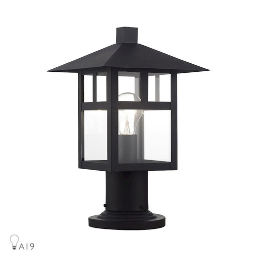 Livex Crestlake 1Lt Large Outdoor Post Top Lantern, Black/Clear Glass - 21325-14