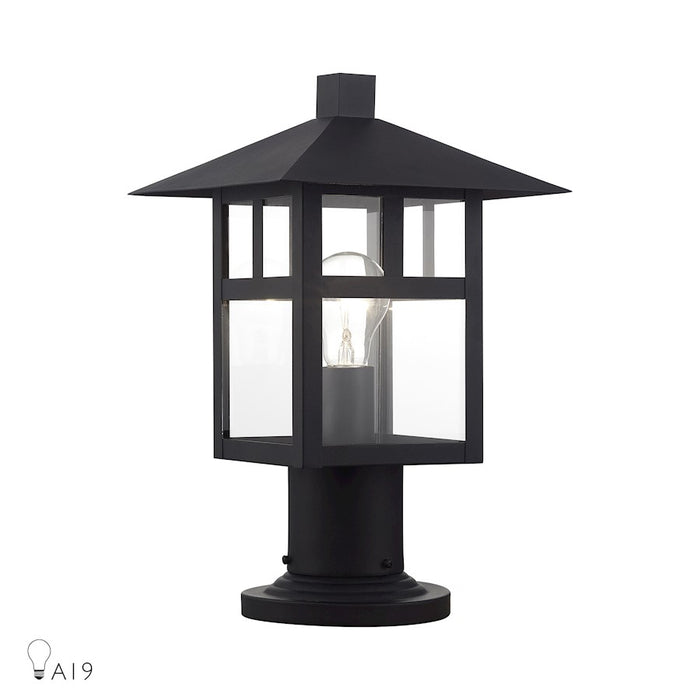 Livex Crestlake 1Lt Large Outdoor Post Top Lantern, Black/Clear Glass - 21325-14