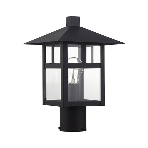Livex Crestlake 1Lt Large Outdoor Post Top Lantern, Black/Clear Glass