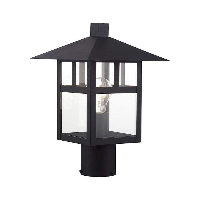 Livex Crestlake 1Lt Large Outdoor Post Top Lantern, Black/Clear Glass