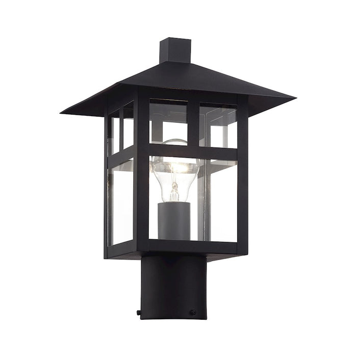 Livex Crestlake 1Lt Large Outdoor Post Top Lantern, Black/Clear Glass