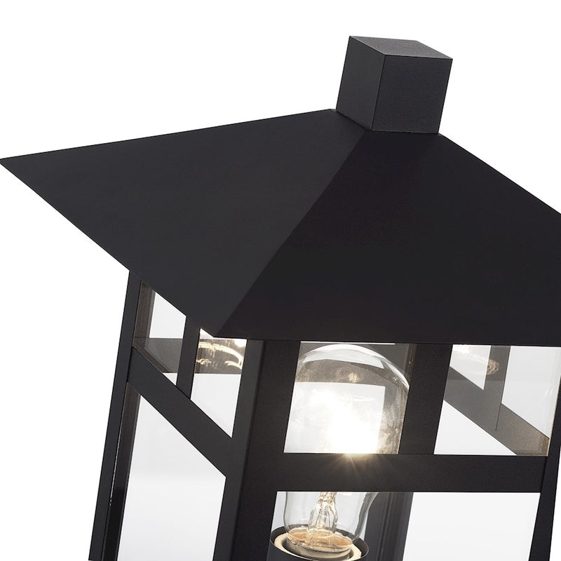 Livex Crestlake 1Lt Large Outdoor Post Top Lantern, Black/Clear Glass