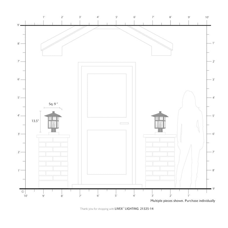 Livex Crestlake 1Lt Large Outdoor Post Top Lantern, Black/Clear Glass