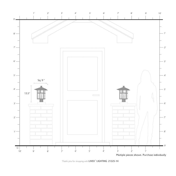 Livex Crestlake 1Lt Large Outdoor Post Top Lantern, Black/Clear Glass