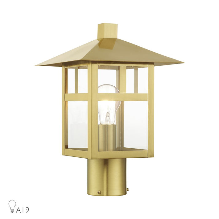 Livex Crestlake 1Lt Large Outdoor Post Top Lantern, Gold/Clear Glass - 21325-32
