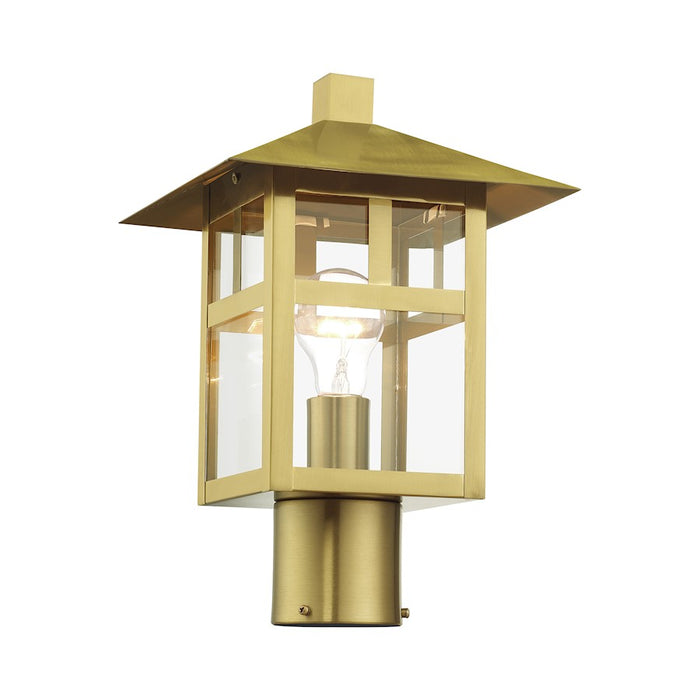 Livex Crestlake 1Lt Large Outdoor Post Top Lantern, Gold/Clear Glass