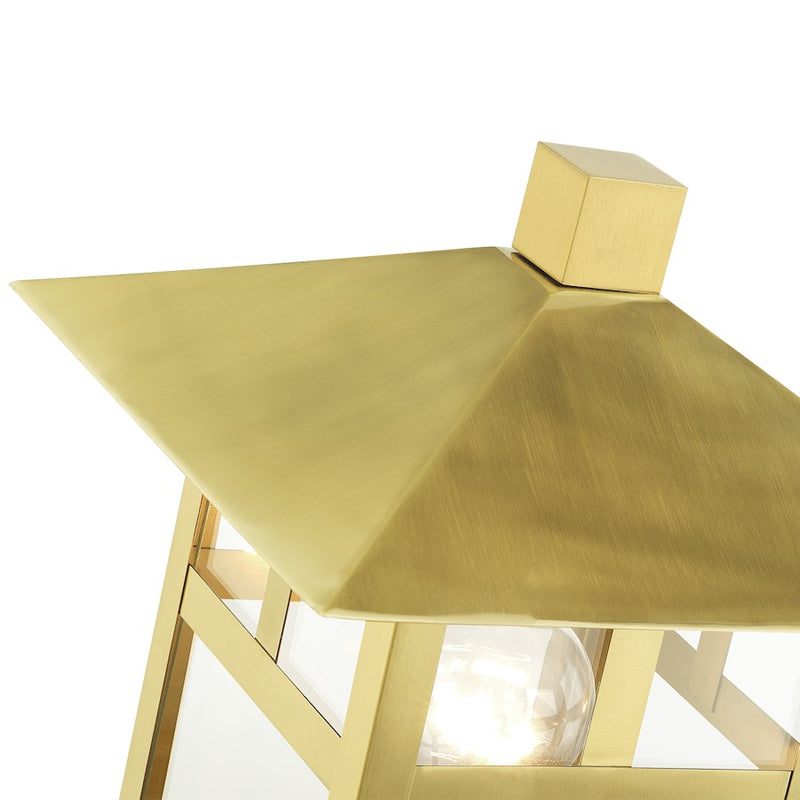 Livex Crestlake 1Lt Large Outdoor Post Top Lantern, Gold/Clear Glass