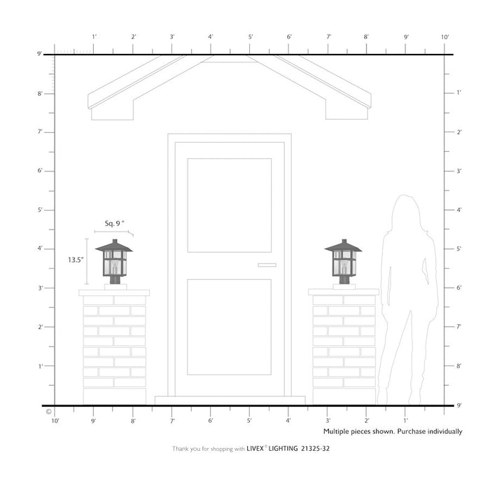 Livex Crestlake 1Lt Large Outdoor Post Top Lantern, Gold/Clear Glass