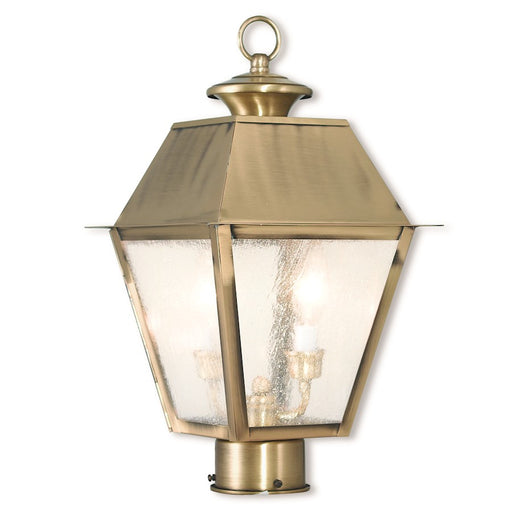 Livex Mansfield Outdoor Post Top Lantern, Seeded