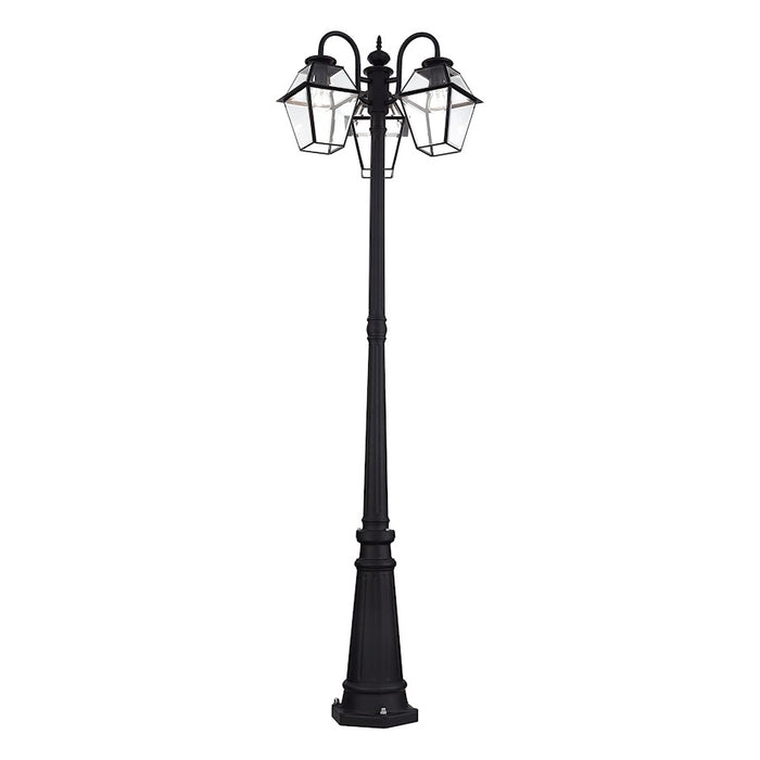 Livex Westover 3Lt Outdoor 3 Head Post Light, Black/Beveled Glass