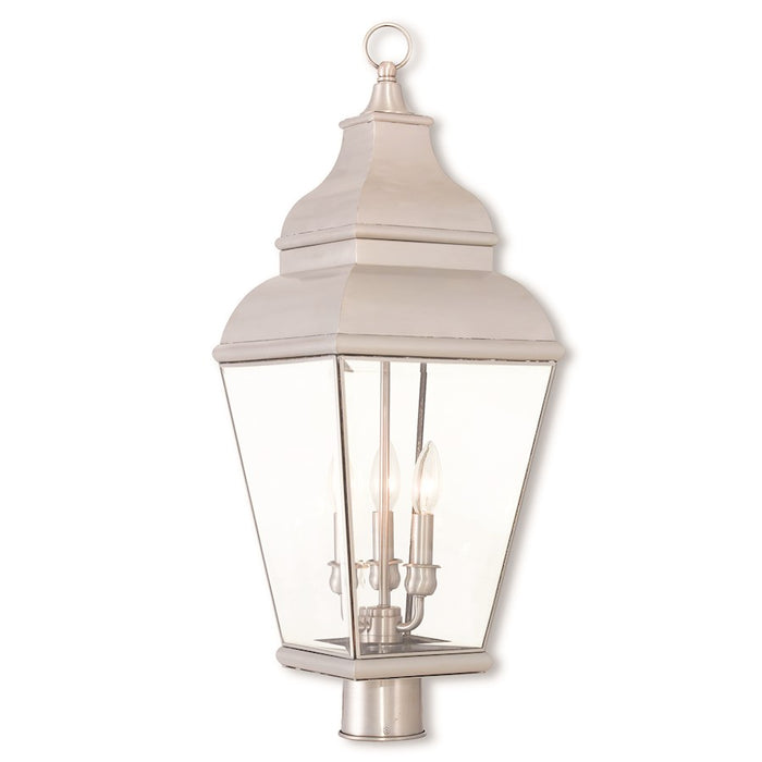 Livex Exeter 3 Light Outdoor Post Top Lantern, Clear Beveled Glass