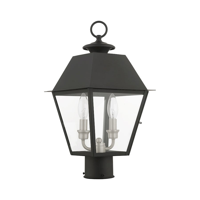 Livex Mansfield Outdoor Post Top Lantern, Black