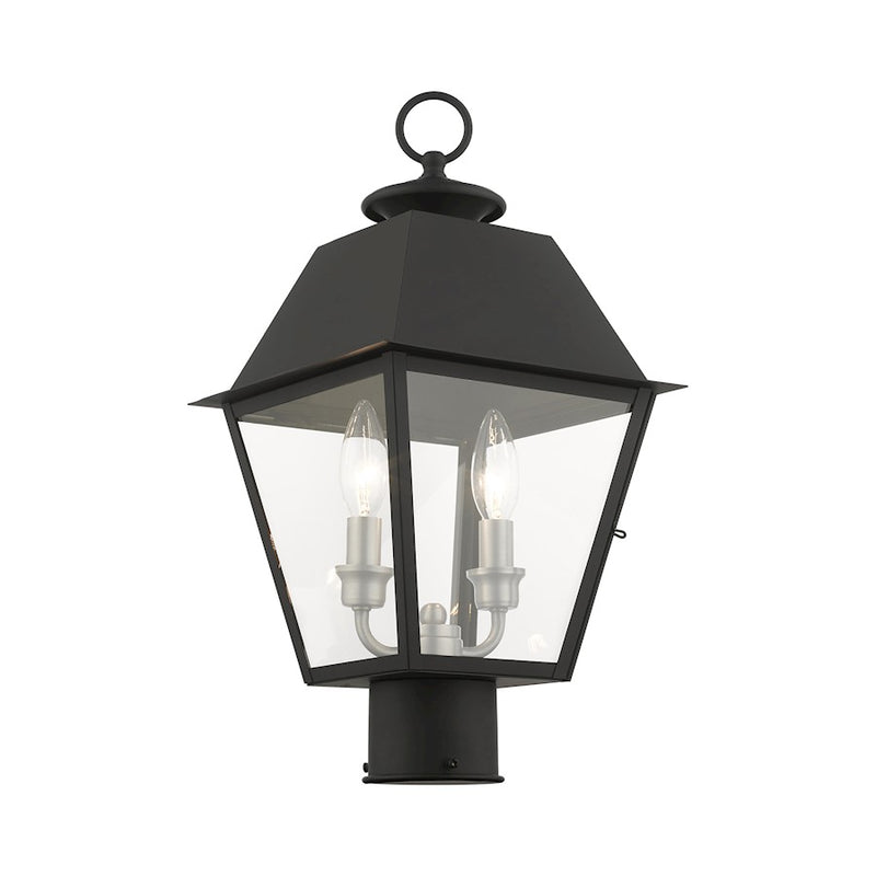 Livex Mansfield Outdoor Post Top Lantern, Black