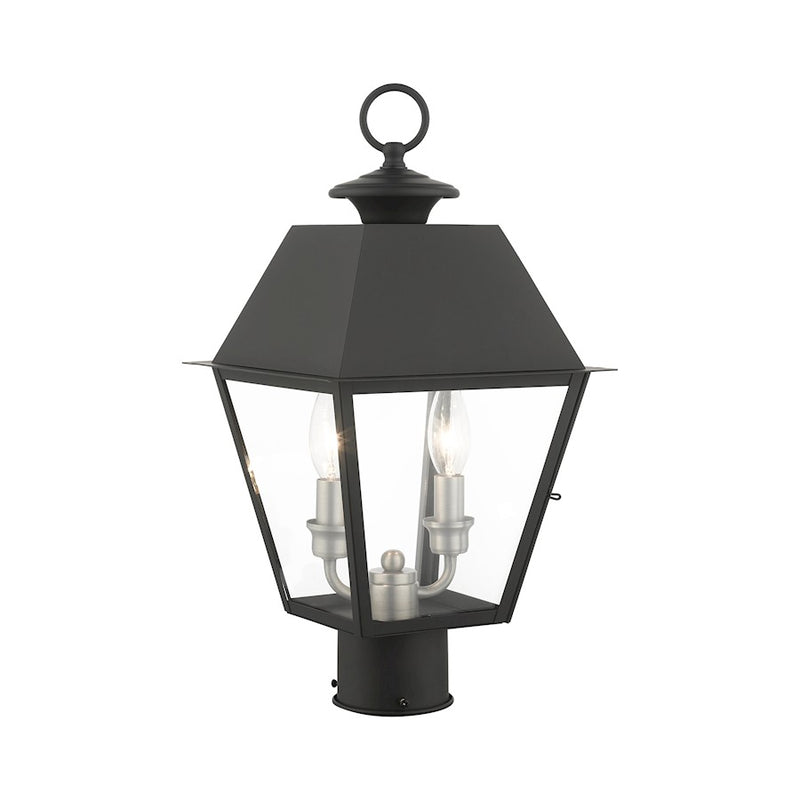 Livex Mansfield Outdoor Post Top Lantern, Black