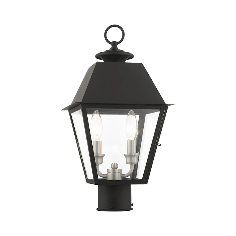 Livex Mansfield Outdoor Post Top Lantern, Black