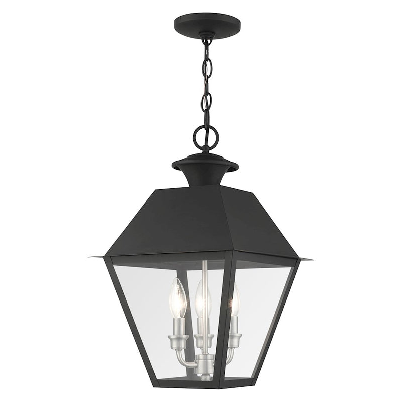 Livex Mansfield Outdoor Pendant Lantern, Black