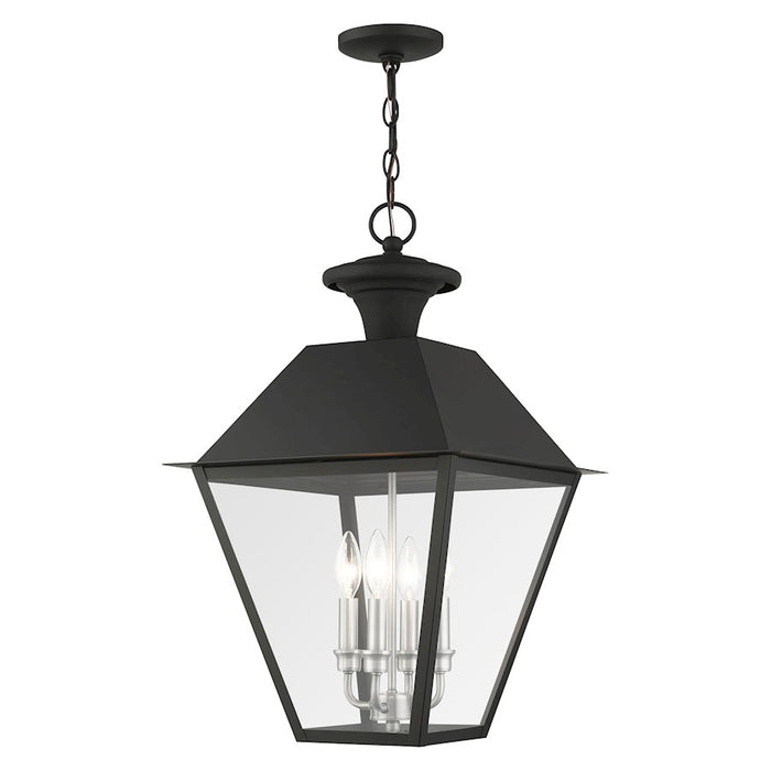Livex Mansfield Outdoor Pendant Lantern, Black
