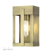 Livex Berksford 1Lt Small Outdoor Wall Lantern, Brass/Clear Glass - 28961-01