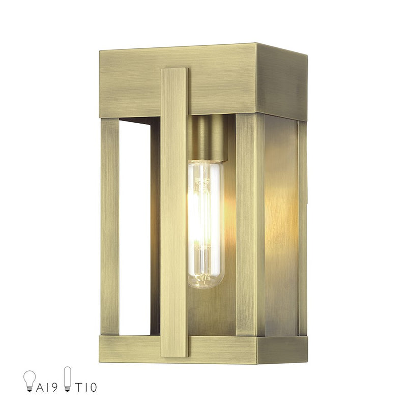 Livex Berksford 1Lt Small Outdoor Wall Lantern, Brass/Clear Glass - 28961-01