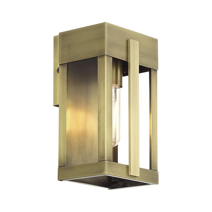 Livex Berksford 1Lt Small Outdoor Wall Lantern, Brass/Clear Glass