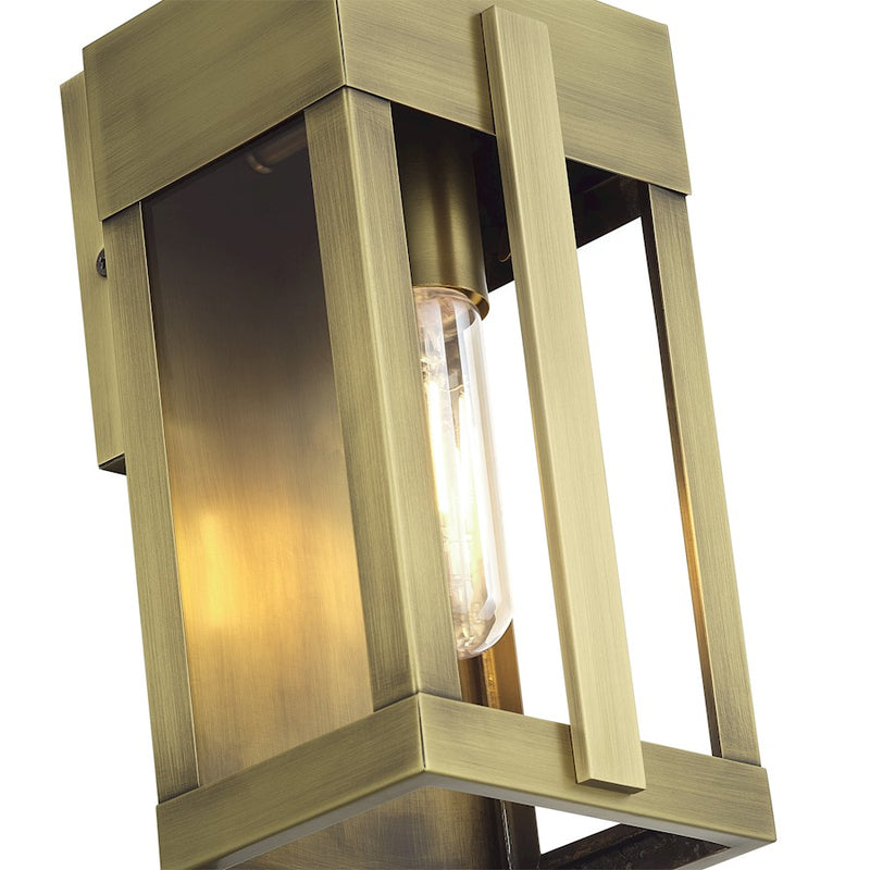 Livex Berksford 1Lt Small Outdoor Wall Lantern, Brass/Clear Glass