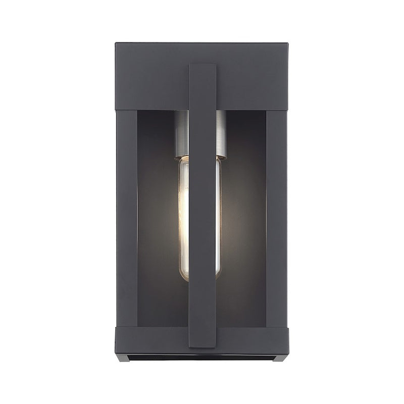 Livex Berksford 1Lt Small Outdoor Wall Lantern, Black/Nickel/Clear