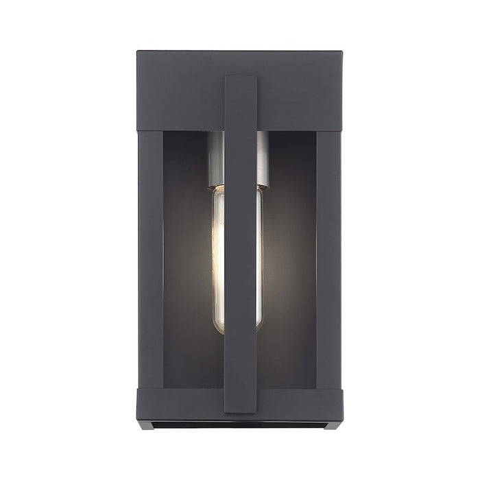 Livex Berksford 1Lt Small Outdoor Wall Lantern, Black/Nickel/Clear