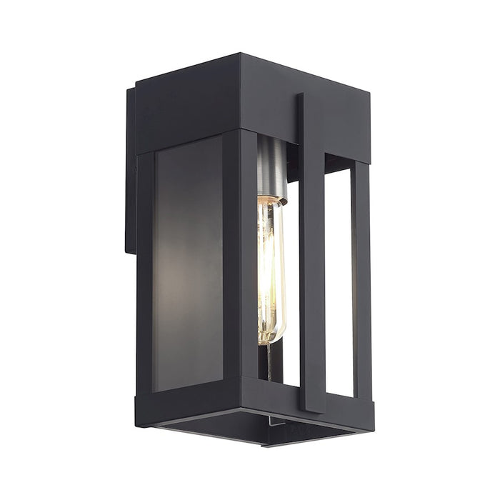 Livex Berksford 1Lt Small Outdoor Wall Lantern, Black/Nickel/Clear