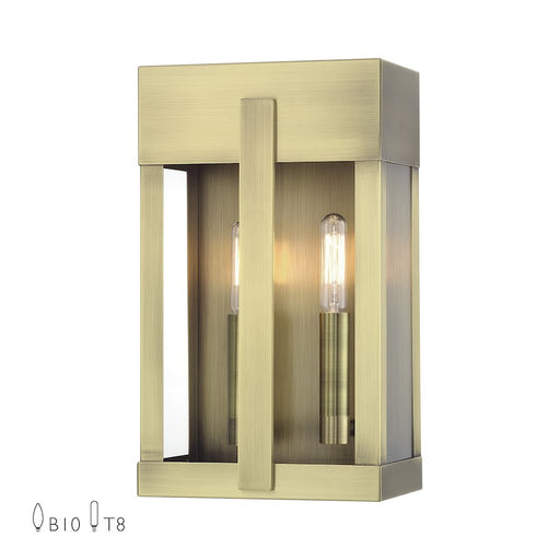 Livex Berksford 2Lt Med. Outdoor Wall Lantern, Brass/Clear Glass - 28962-01