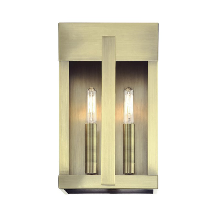 Livex Berksford 2Lt Med. Outdoor Wall Lantern, Brass/Clear Glass