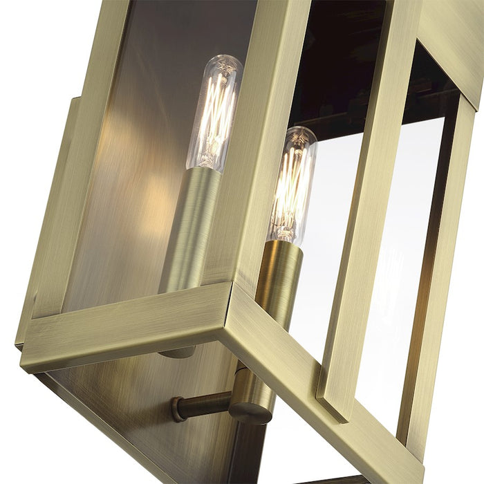 Livex Berksford 2Lt Med. Outdoor Wall Lantern, Brass/Clear Glass