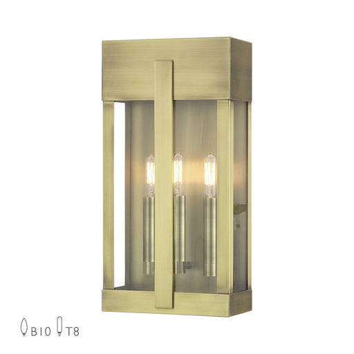 Livex Berksford 3Lt Large Outdoor Wall Lantern, Brass/Clear Glass - 28963-01