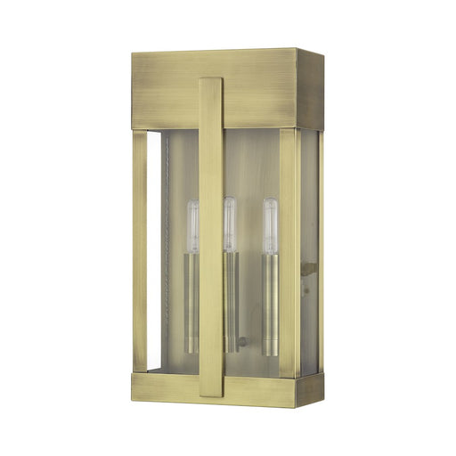 Livex Berksford 3Lt Large Outdoor Wall Lantern, Brass/Clear Glass