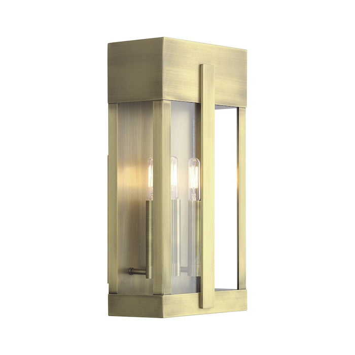 Livex Berksford 3Lt Large Outdoor Wall Lantern, Brass/Clear Glass